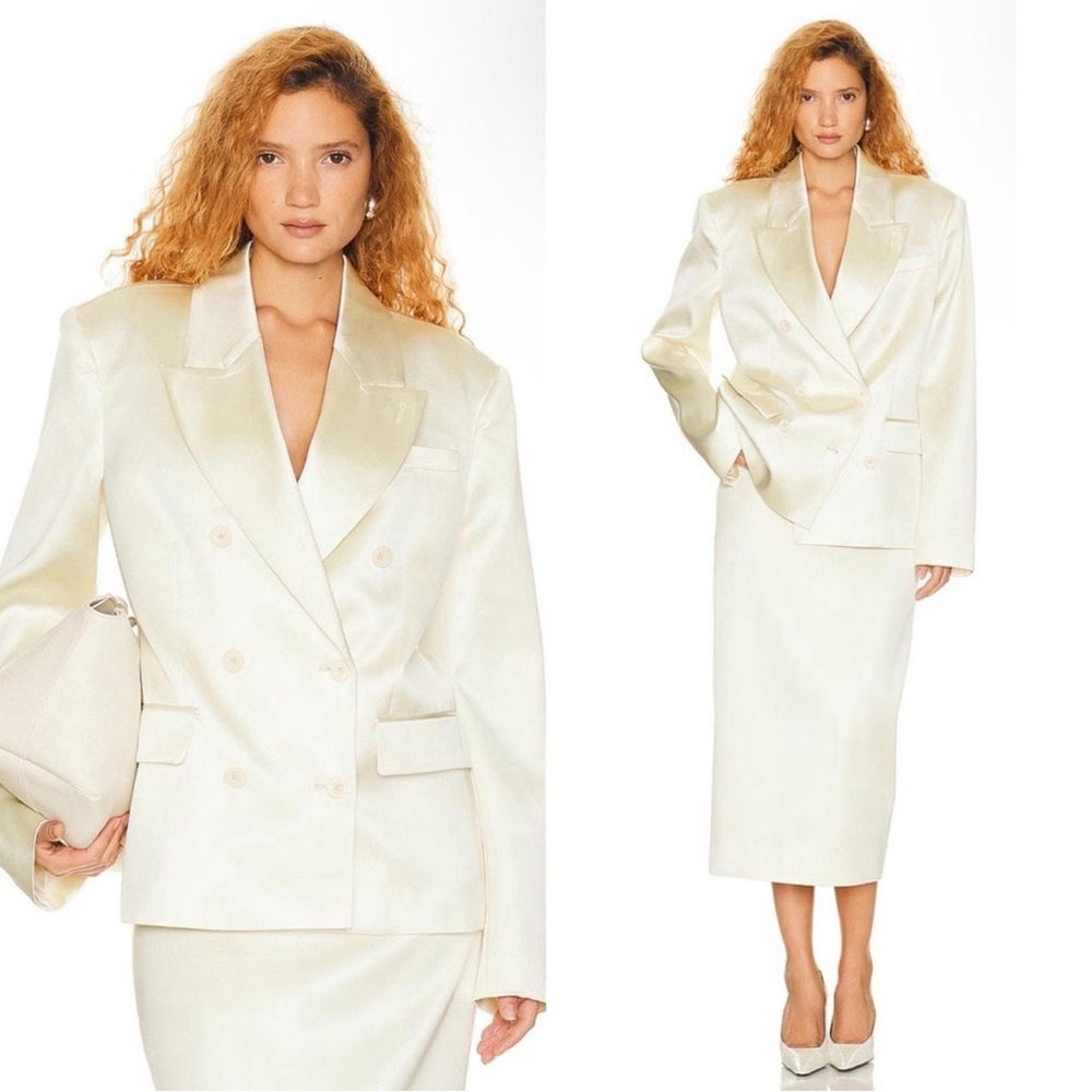 NWT Helsa Heavy Satin Cream Women's Blazer
